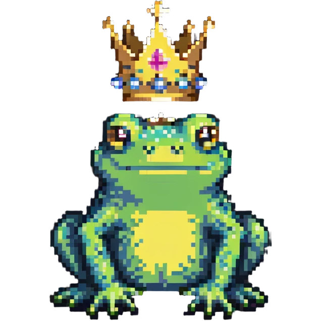 frog prince with tiny crown emoji