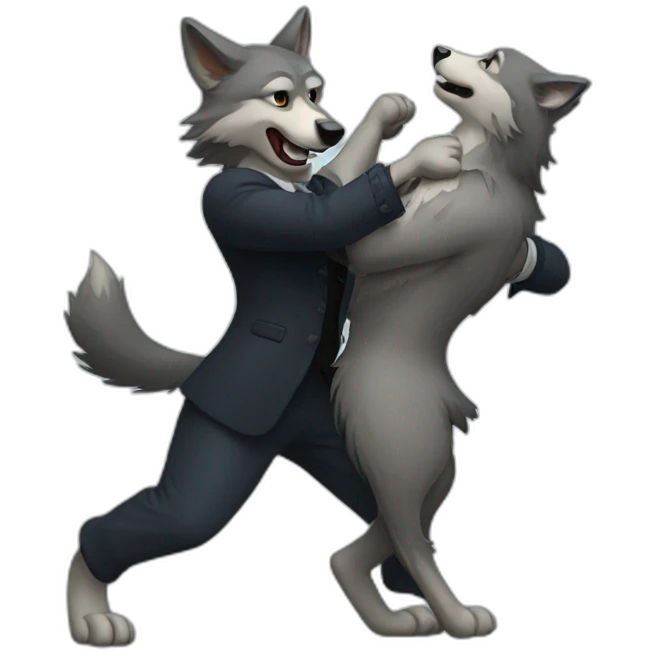 a wolf dancing tango emoji