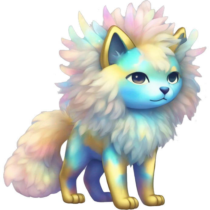 Shiny Sparkly Colorful Fluffy beautiful fantasy Kawaii Ethereal Anthro Sona Fakemon-animal Full Body emoji