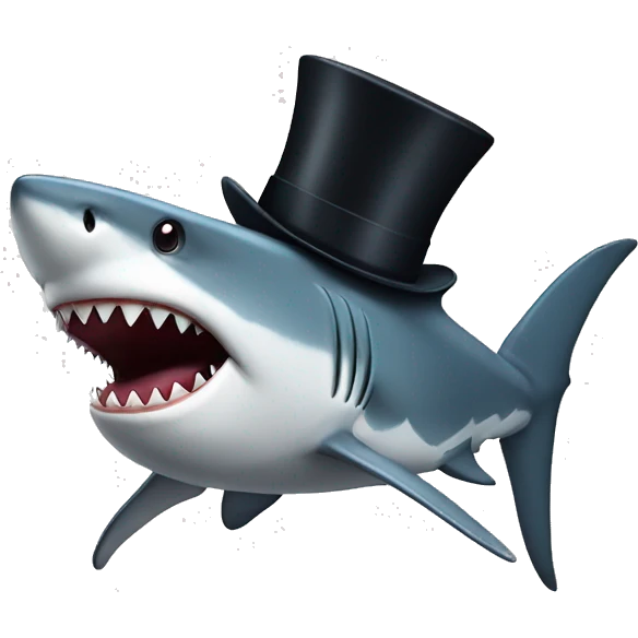 Shark with a top hat emoji