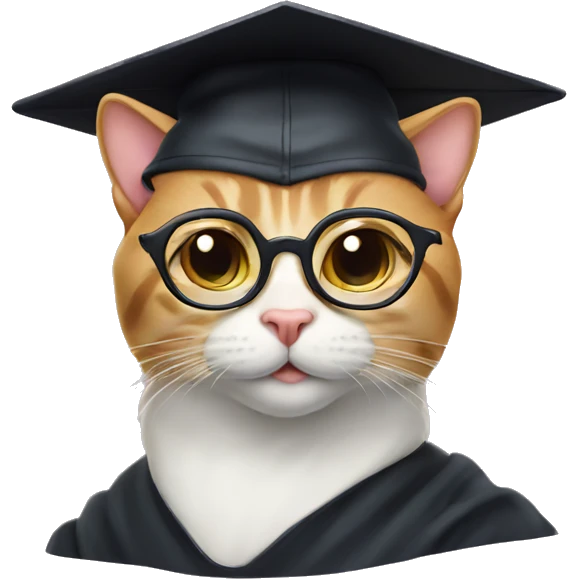 cat in graduation cap and glasses emoji