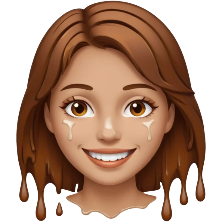 Brown Hair Woman , white paint , drip, face, hot  Sexy emoji