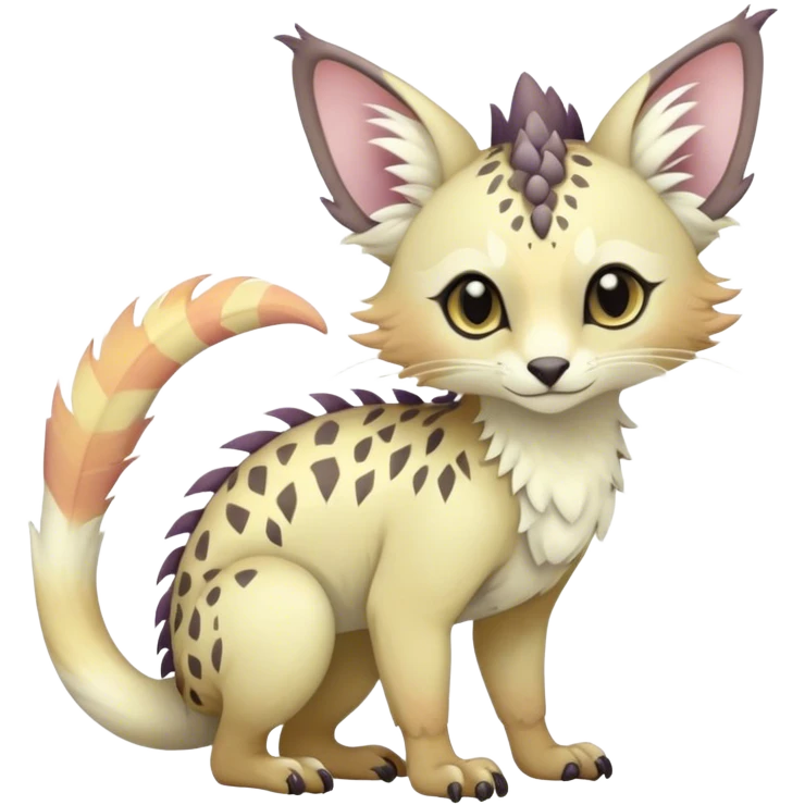 Feral Rare Fantasy pastel tropical Vernid-Trico-species by LiLaiRa, random markings, tufted tail, tufted ears, full body emoji