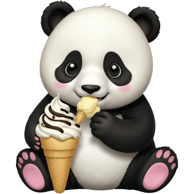 Panda eating ice cream emoji