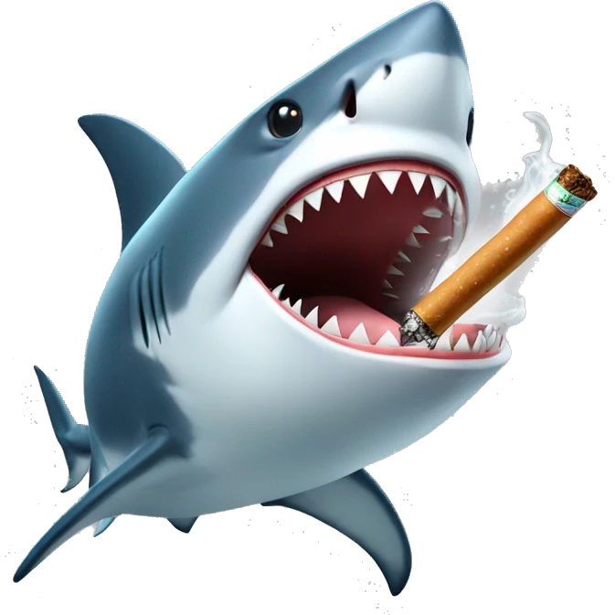 shark with sigarets in mouth emoji