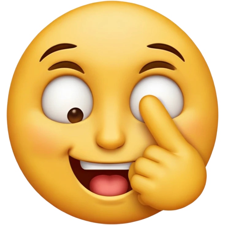 Regular emoji face but with squinting eyes, biting a finger with a sly or insightful expression. emoji
