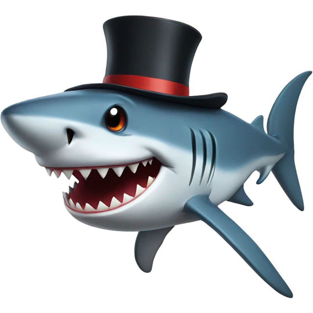 Shark with a top hat emoji