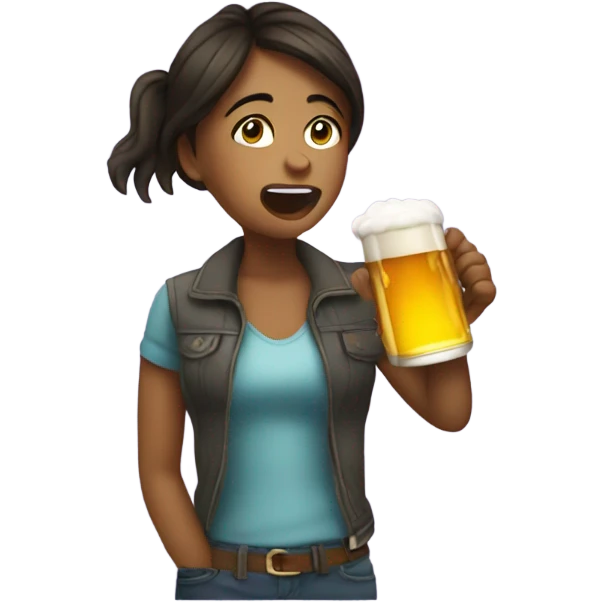 Girl chugging a beer emoji