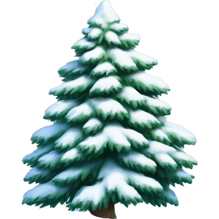 fluffy snow-covered spruce in the forest emoji
