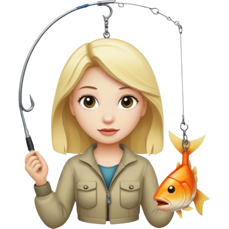 Blonde girl on a fishing hook emoji