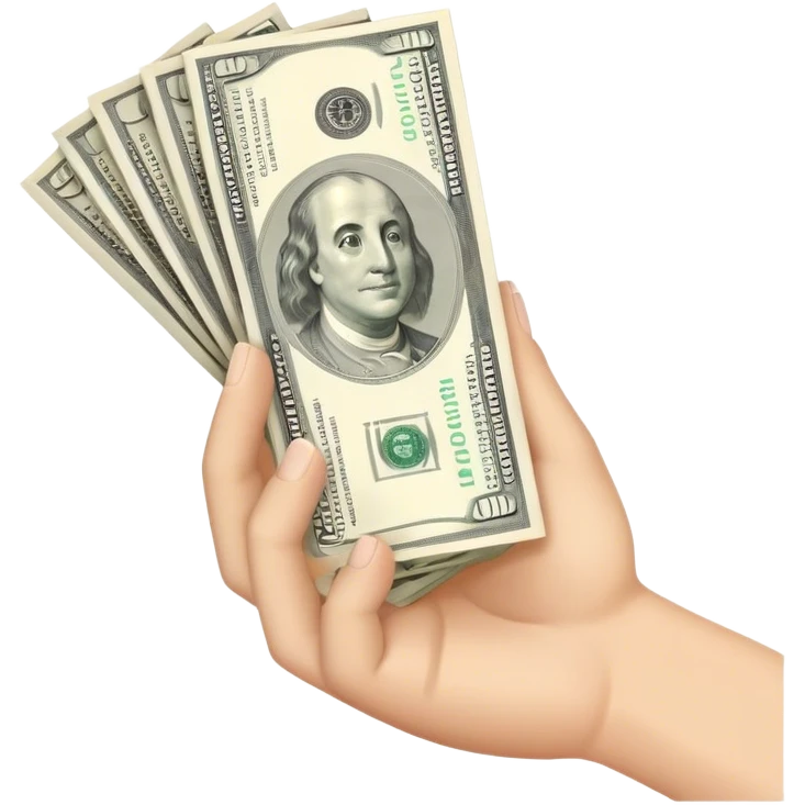 a hand holding money emoji