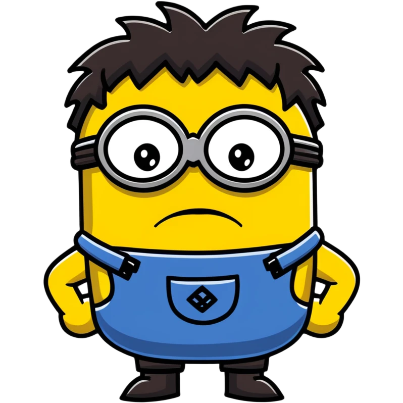 Angry minion with dark long black hair  emoji