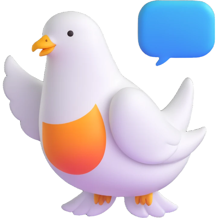 dove with a chat bubble, game-like setting emoji