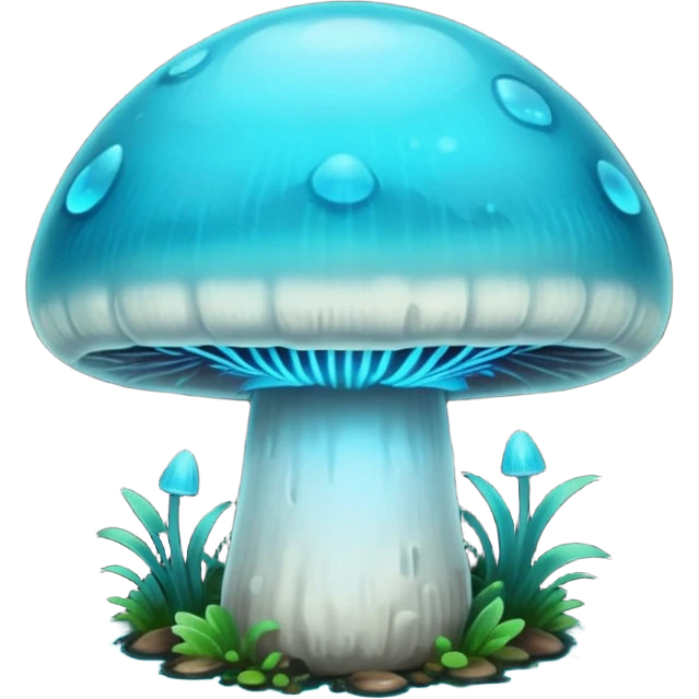 Bioluminescent glowing born cyan mushroom emoji