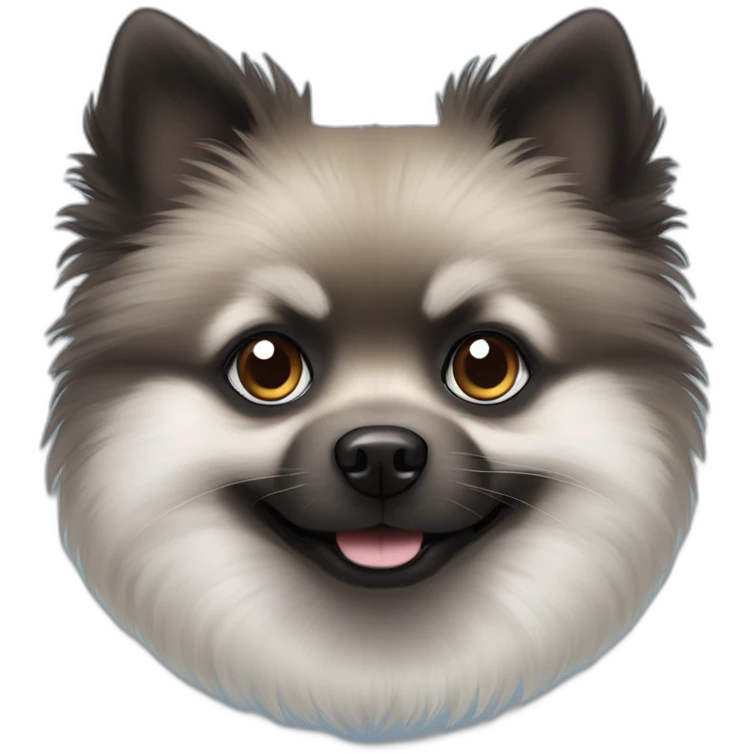 Black and gray Pomeranian with one blue eye and one brown eye emoji