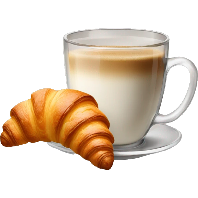 A glass of coffee with a croissant emoji