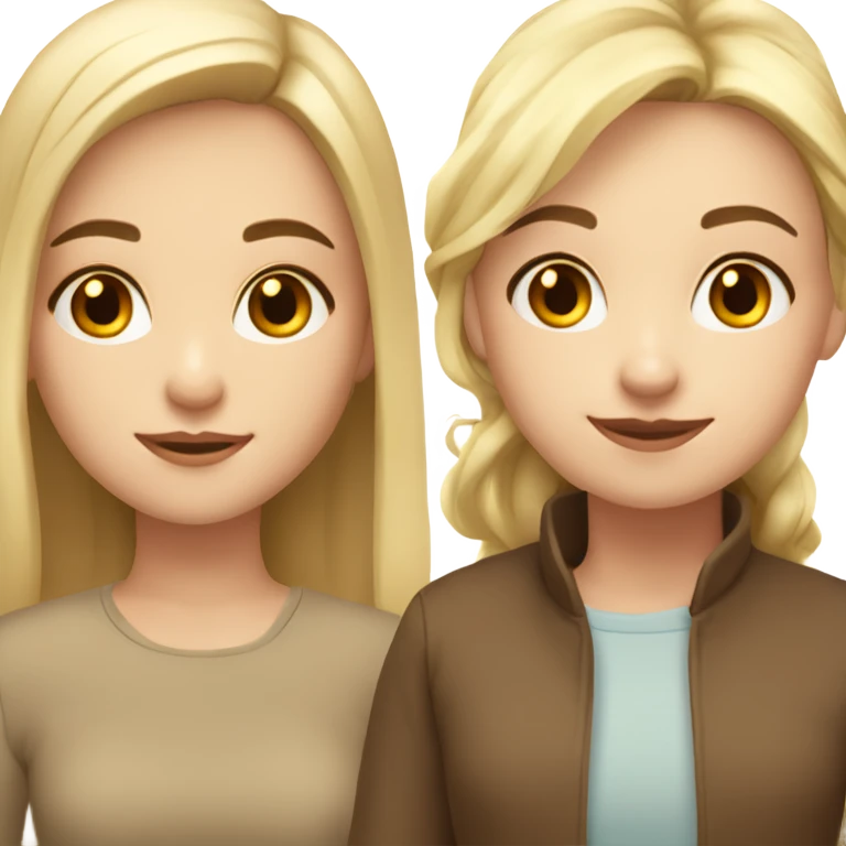 girl with brown hair next to girl with blonde hair very cutesie and demure emoji
