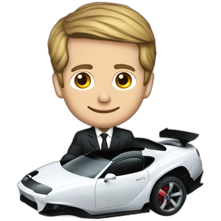 Emmanuel Macron in a Toyota Supra emoji
