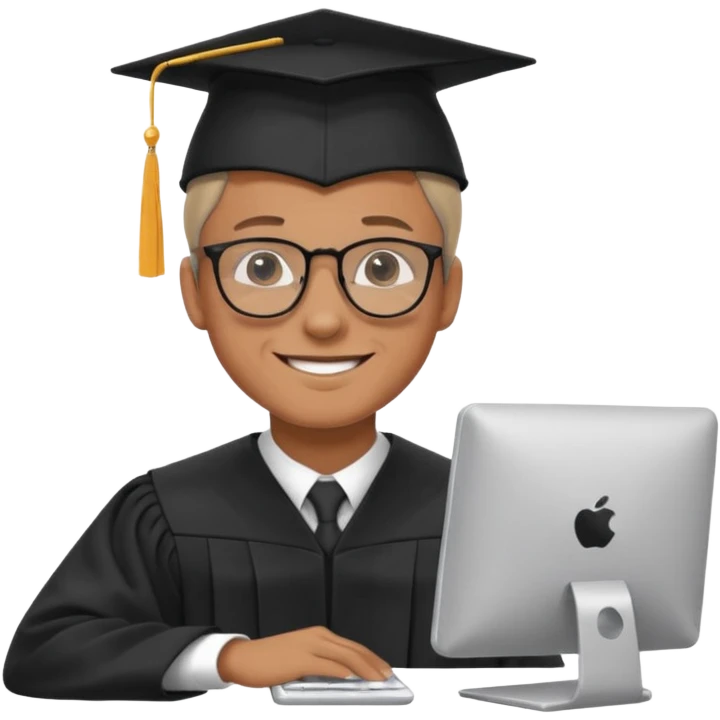 a man passes test on computer emoji