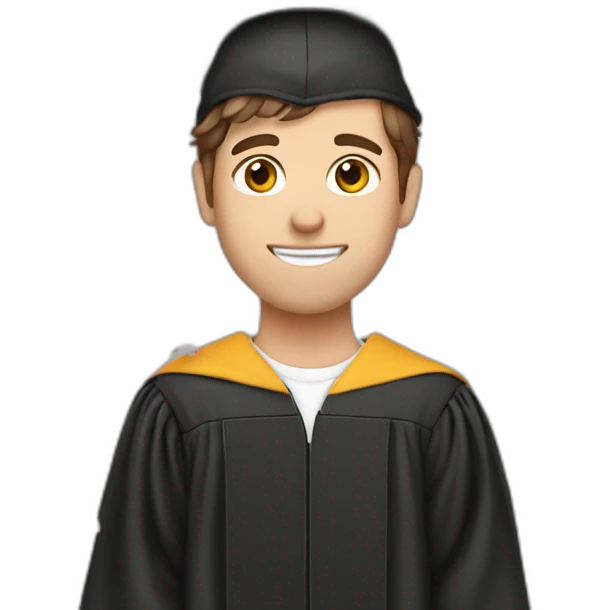graduate Male Brown Hair with confetti emoji emoji