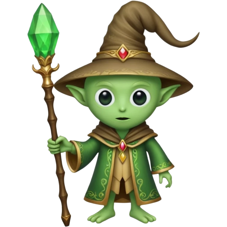 An alien holding a wizard stick emoji