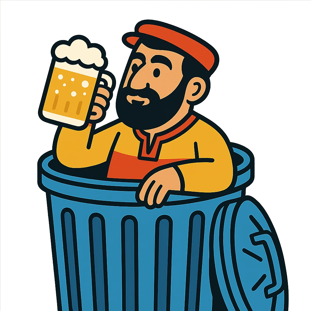 Armenian man drinking beer in a trash can emoji