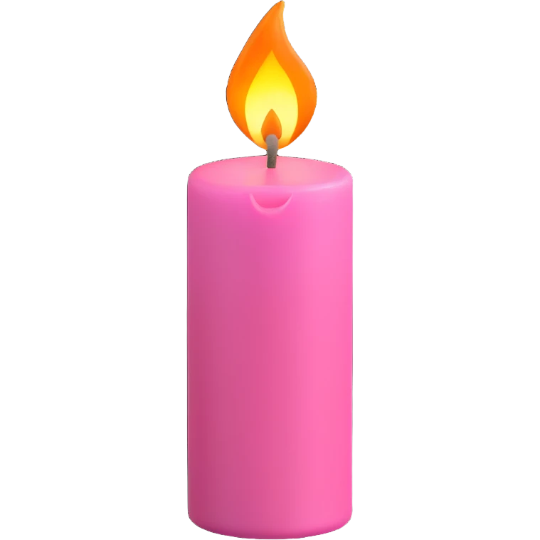 Draw a pink candle with a flame on it at an angle of 15 degrees from the vertical. emoji