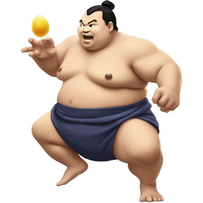 sumo wrestler juggling six eggs emoji