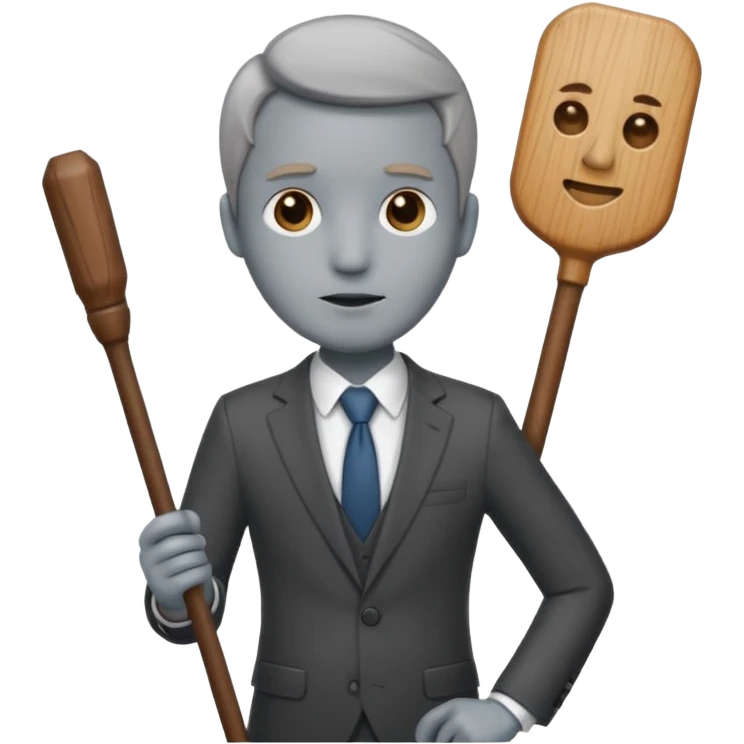 Give me a suit with pants and a wooden  stick  emoji