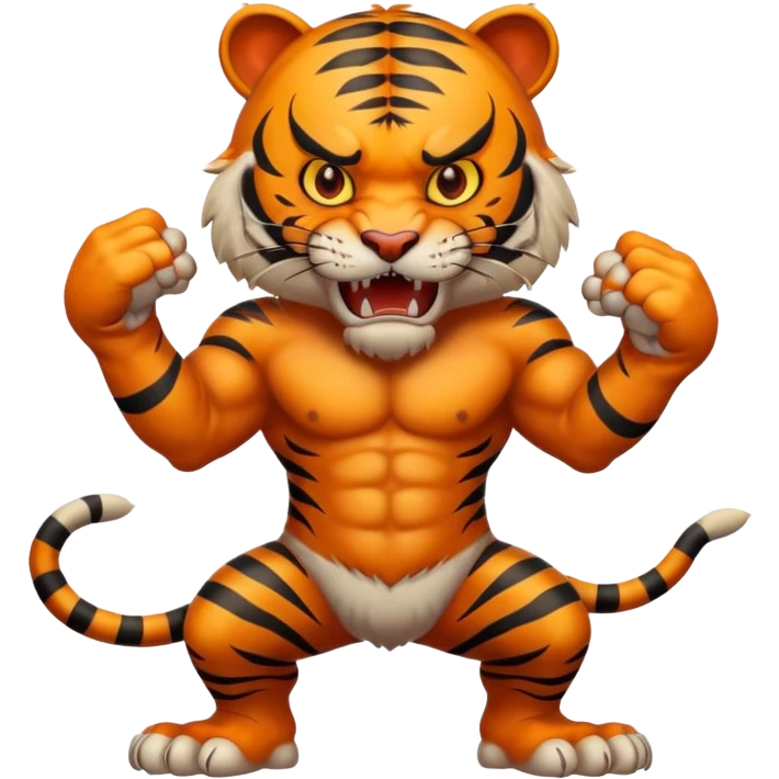 full body of angry tiger with fangs, front face  emoji