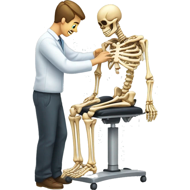 A skeleton getting a chiropractic adjustment emoji