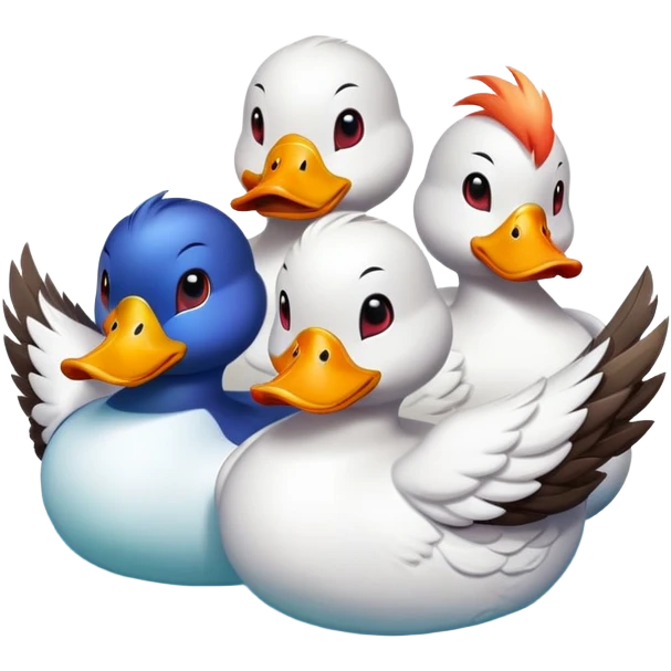 Group of Yokai ducks in hot springs  emoji
