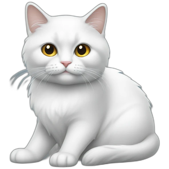 Chat blanc et gris assis emoji