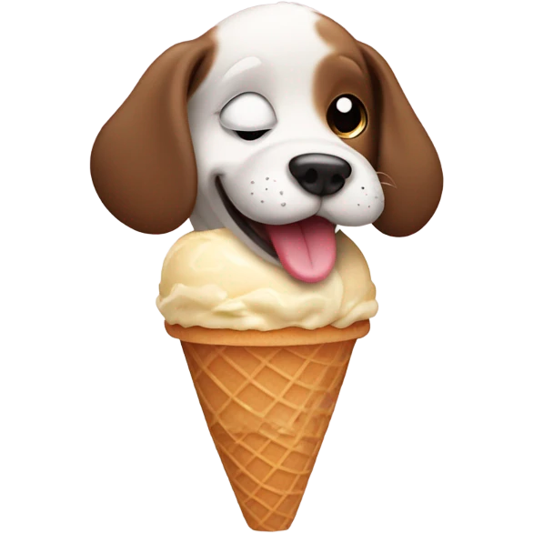 cute dog with ice cream emoji