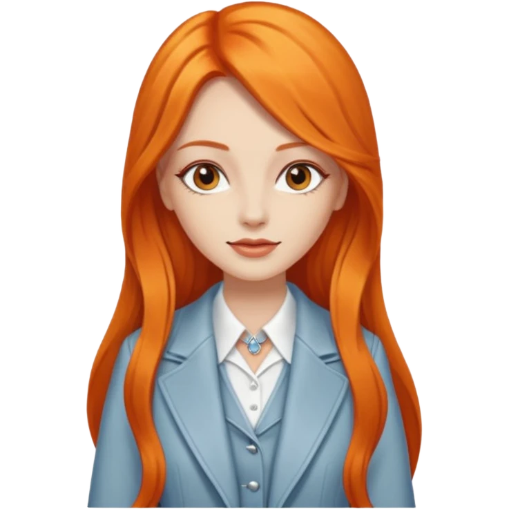 as un mujer de cabbelo anarangado con ropa bonita modelando en una pasarela pero que tenga cabello largo y que se vea la pasarela emoji