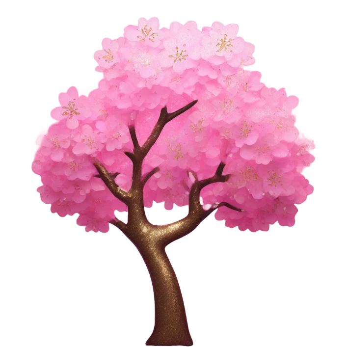 Pink ombre cherry blossom tree with glitter  emoji