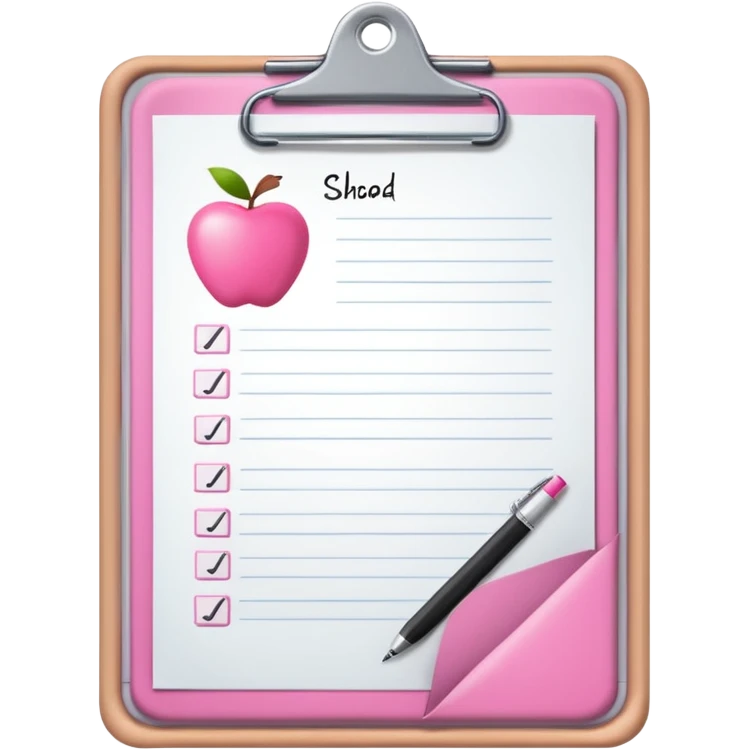pink school grade card letter on a clipboard emoji