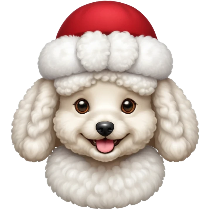 poodle wearing a red hat emoji