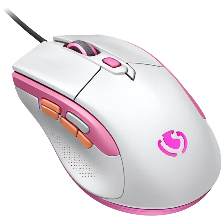 white pink soft classic gaming mouse emoji
