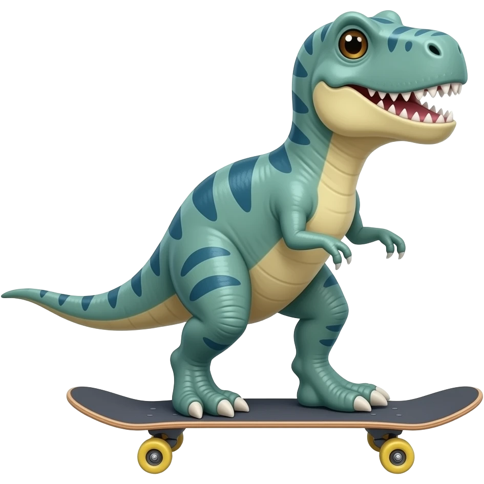 Dinosaur on a skateboard emoji