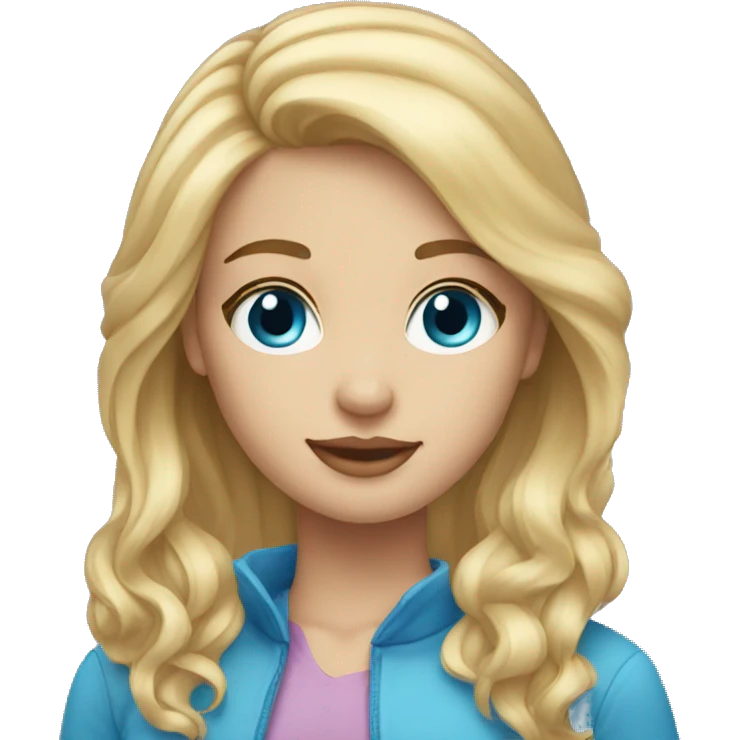 Medium lenght blonde hair girl with blue eyes emoji