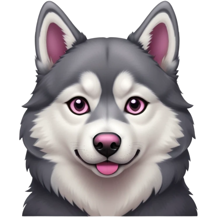 Dark grey husky with black and pink nose emoji