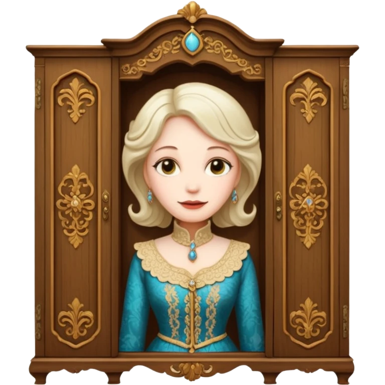 A middle-aged lady character from the fairy tale Beauty and the Beast — she was turned into a wardrobe by magic, while retaining the wardrobe's original form and having an anthropomorphic face. emoji