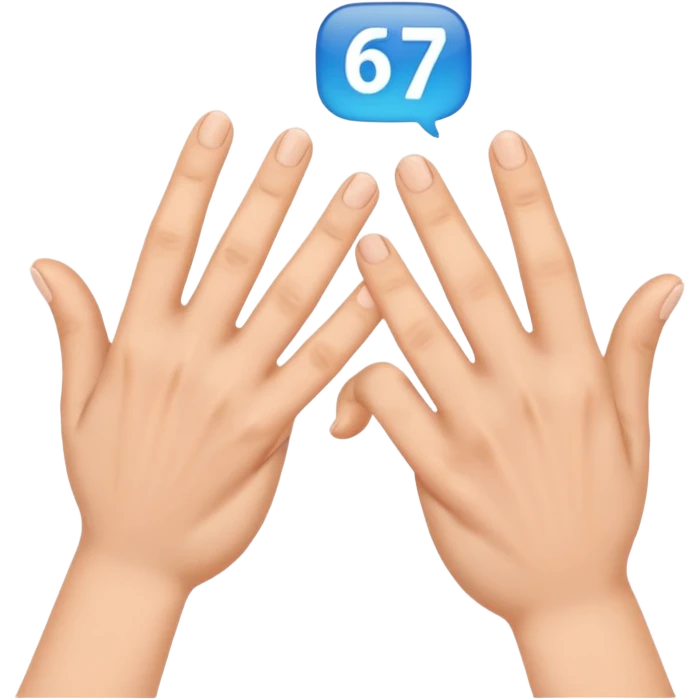 Make the 67 emoji with the two hands making the 67 meme emoji