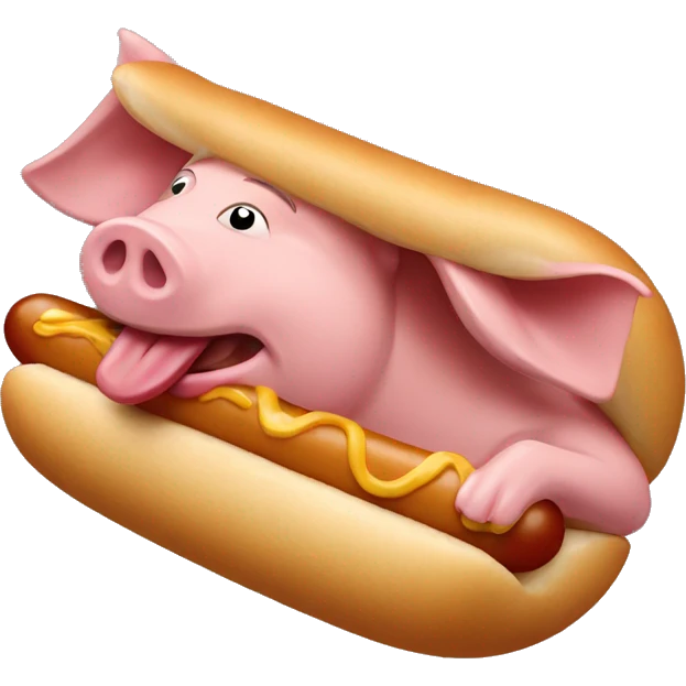Pig eating hotdog emoji