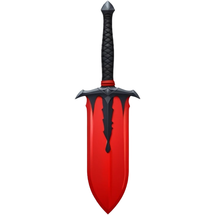 iOS sticker, dark sword, black blade, red blood drop, minimal emoji