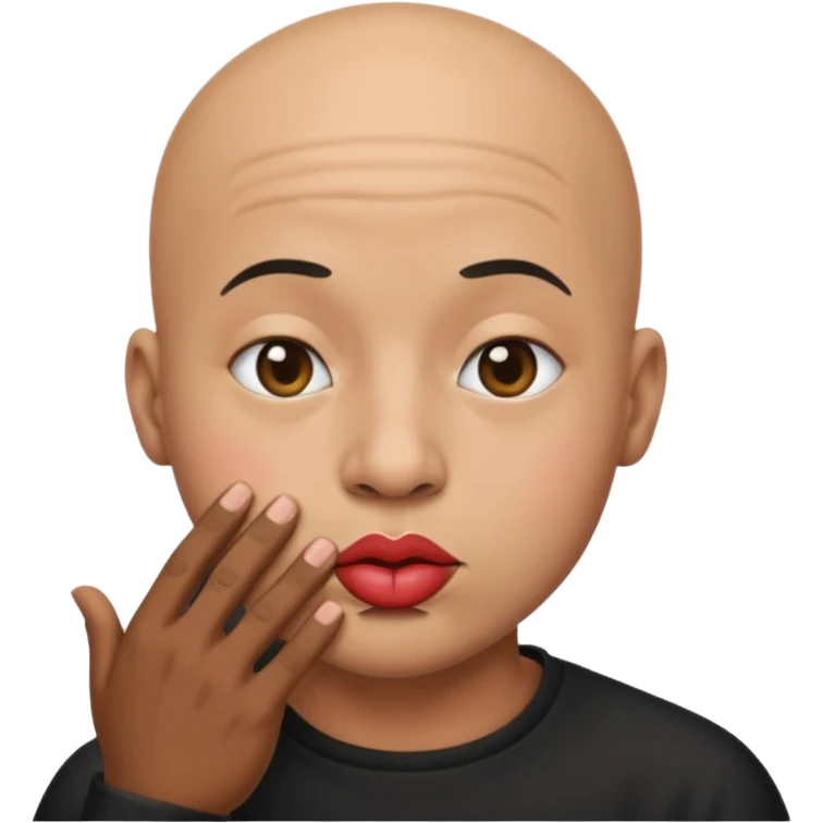Bald black emoji with a kissing face  emoji