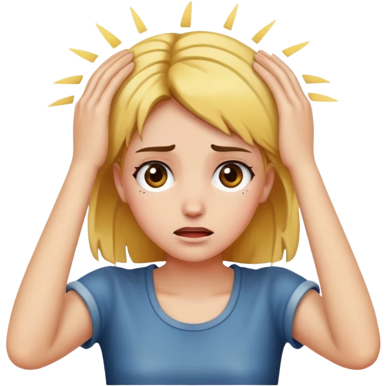 girl with hands on her head, distressed emoji