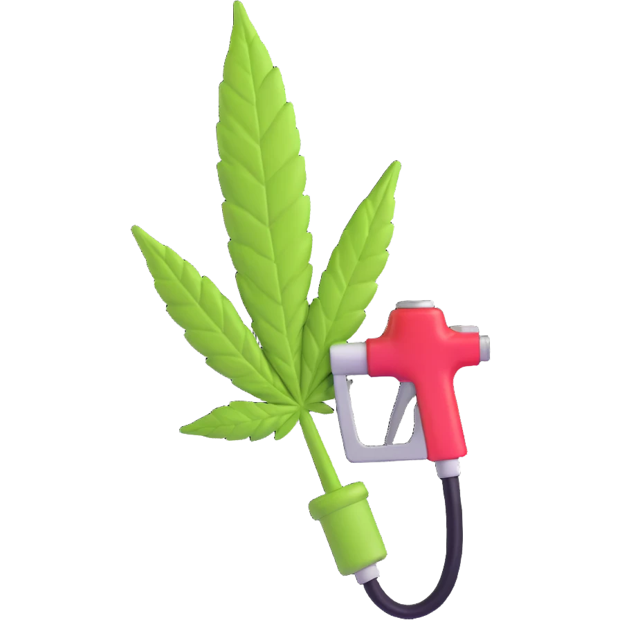 gas pump handle with cannabis leaf emoji