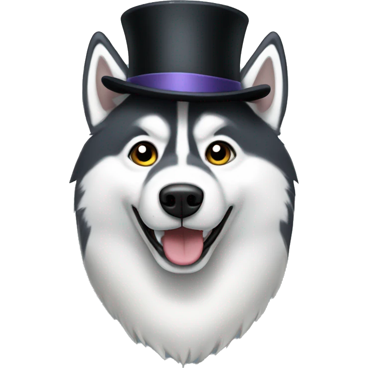 Husky wearing top hat  emoji